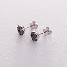 Золоті сережки-пусети з чорними діамантами сб0079ca от ювелирного магазина Оникс - 3