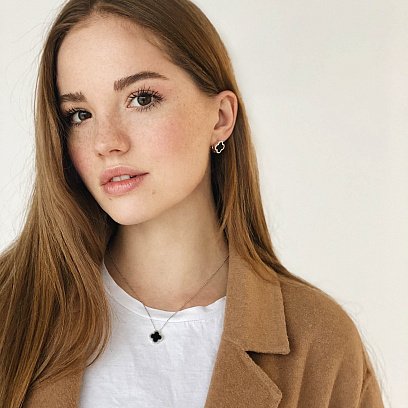 Колье "Клевер" в белом золоте (оникс) кол01692 №2