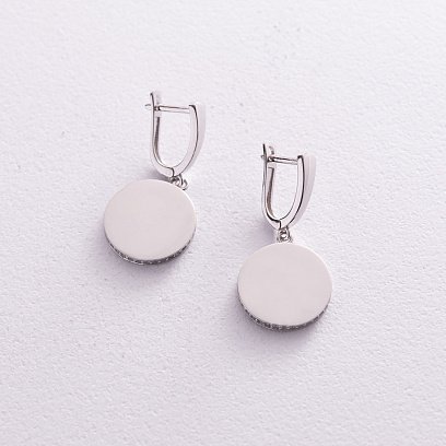 Сережки "Давіна" в білому золоті (фіаніти) с07627 №3