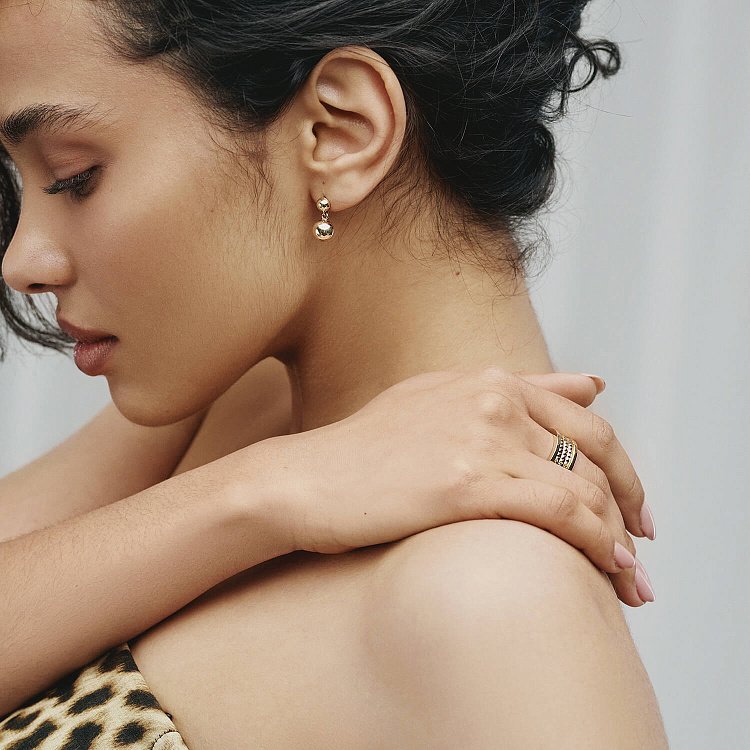 Серьги - пусеты "Margo" с шариками (желтое золото) с08241 от ювелирного магазина Оникс - 8