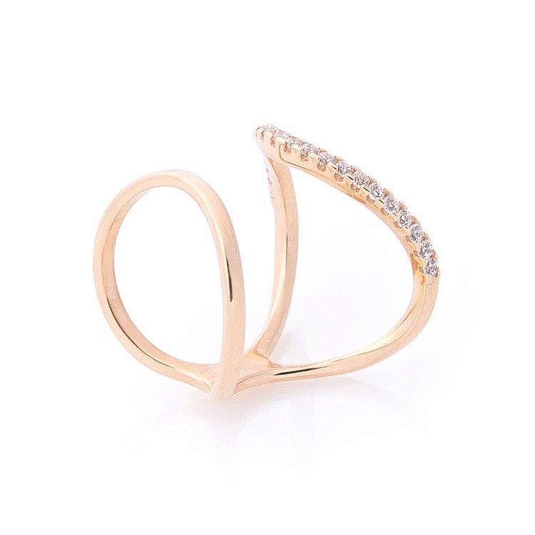 Золота каблучка з фіанітами 760444 від ювелірного магазину Онікс - 1