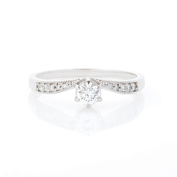 Золота заручальна каблучка з діамантами zberd864242 від ювелірного магазину Онікс - 2