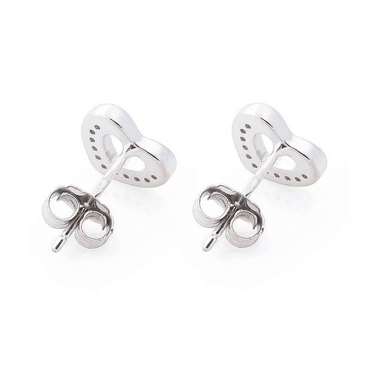 Срібні сережки-пусети "Серця" з фіанітами 121742 від ювелірного магазину Онікс - 3