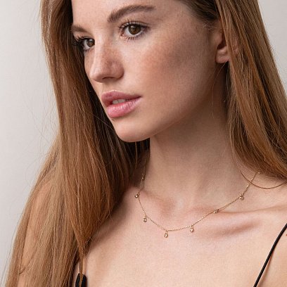 Кольє з жовтого золота з фіанітами кол01378 №2