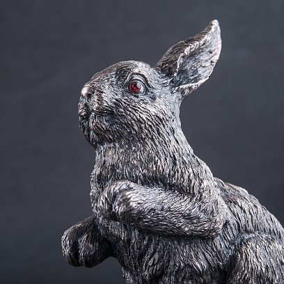 Серебряная фигура ручной работы "Зайка на мраморной подставке" сер00012 №3