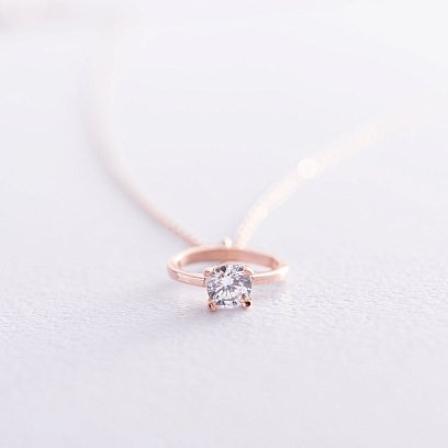 Золоте кольє з заручальною каблучкою (фіаніт) кол00989 №3