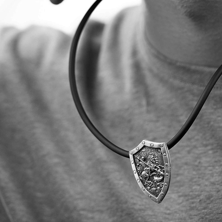 Срібний кулон - щит "Георгій Переможець" 026 від ювелірного магазину Онікс - 7