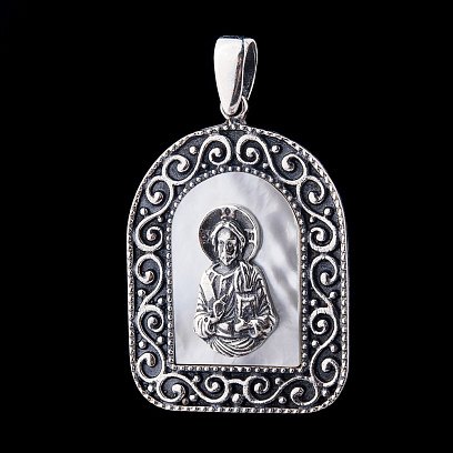 Срібна ладанка з перламутром 131125