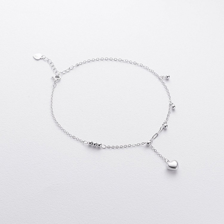 Срібний браслет "Сердечки та кульки" на ногу 141787 від ювелірного магазину Онікс