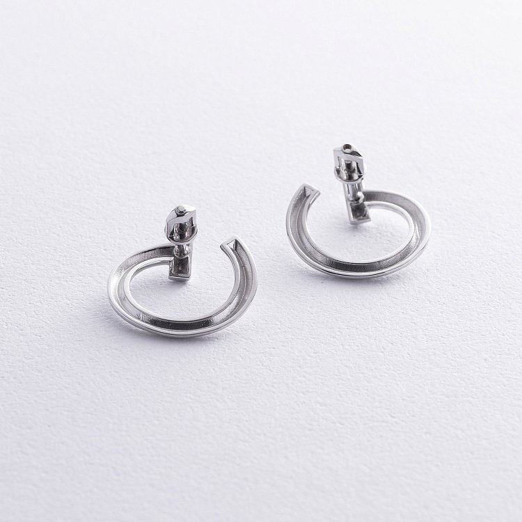 Сережки - пусети "Evelyn" у білому золоті с08654 від ювелірного магазину Онікс - 5