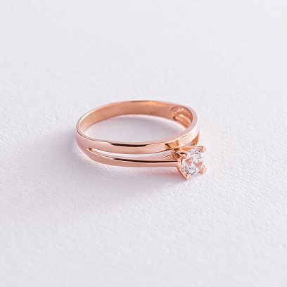 Помолвочное золотое кольцо с фианитом к06449