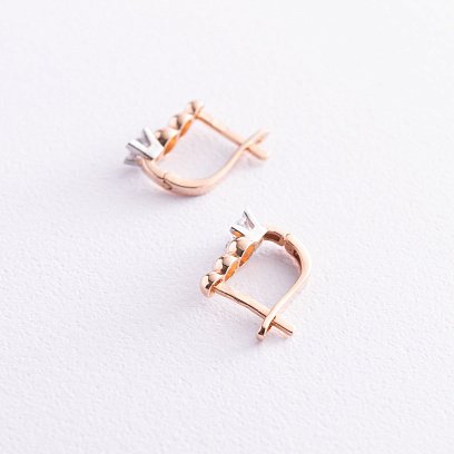 Серьги в красном золоте с фианитами с06284 №3