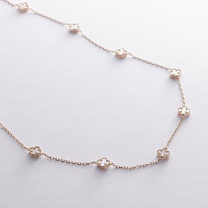 Кольє "Конюшина" з перламутром mini (жовте золото) кол02430 №3