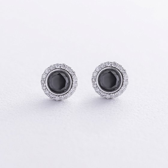 Сережки - пусети з діамантами (біле золото) 336191122 №3