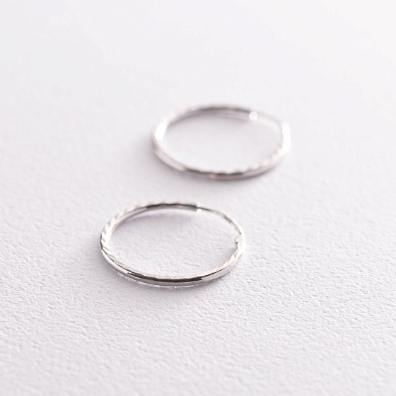 Сережки - кільця в білому золоті (1.8 см) с07153 №3