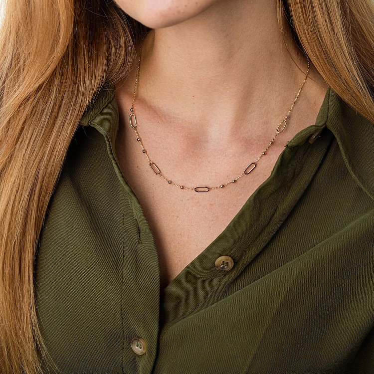 Кольє - ланцюжок "Кульки" у жовтому золоті кол02253 від ювелірного магазину Онікс - 25