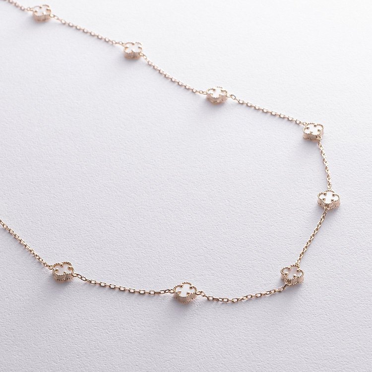 Кольє "Конюшина" з перламутром mini (жовте золото) кол02430 від ювелірного магазину Онікс - 2