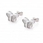 Срібні сережки-пусети "Метелики" з фіанітами 121674 от ювелирного магазина Оникс