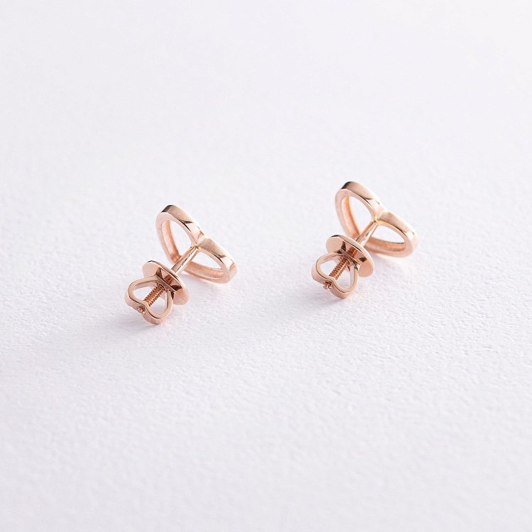 Сережки - пусети ﻿"Сердечки" у червоному золоті с08172 від ювелірного магазину Онікс - 3