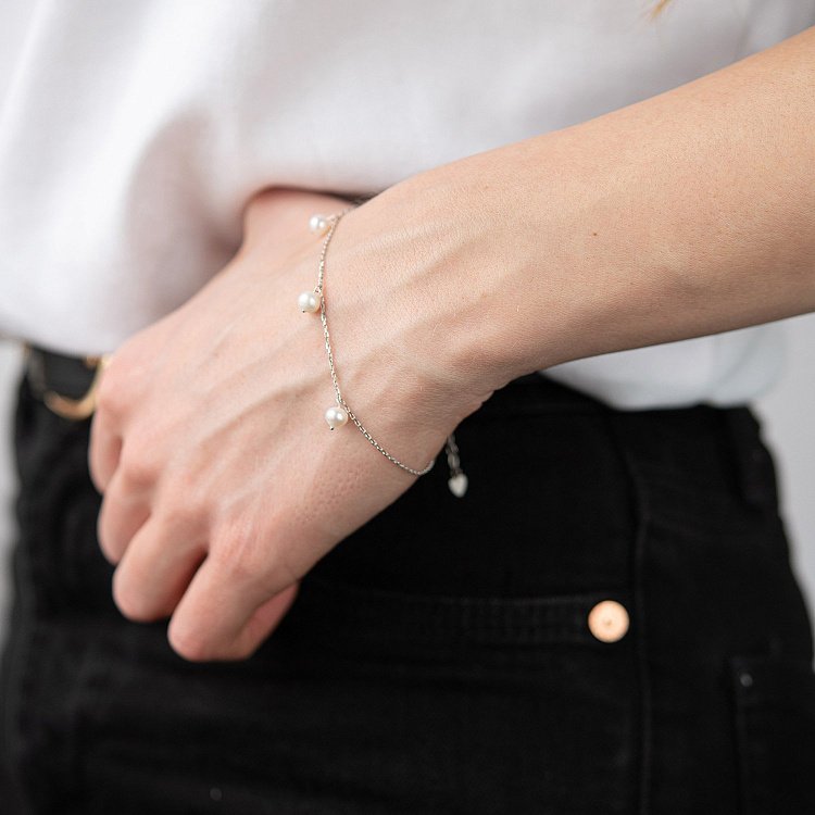 Браслет с жемчугом (белое золото) б05267 от ювелирного магазина Оникс - 1