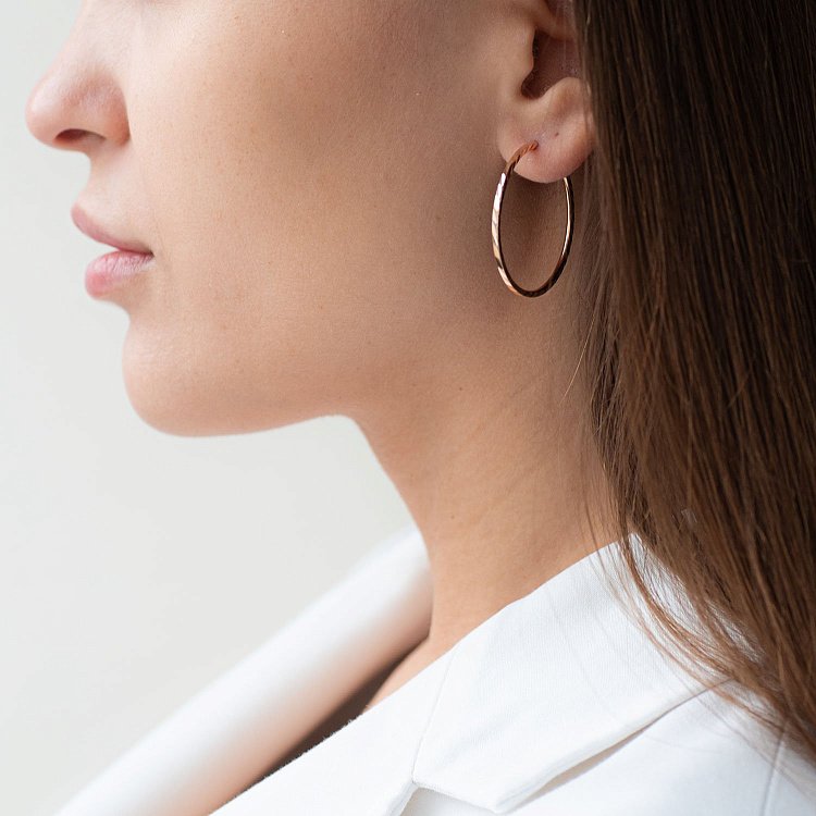 Серьги - кольца в красном золоте (3.4 см) с01878 от ювелирного магазина Оникс - 2