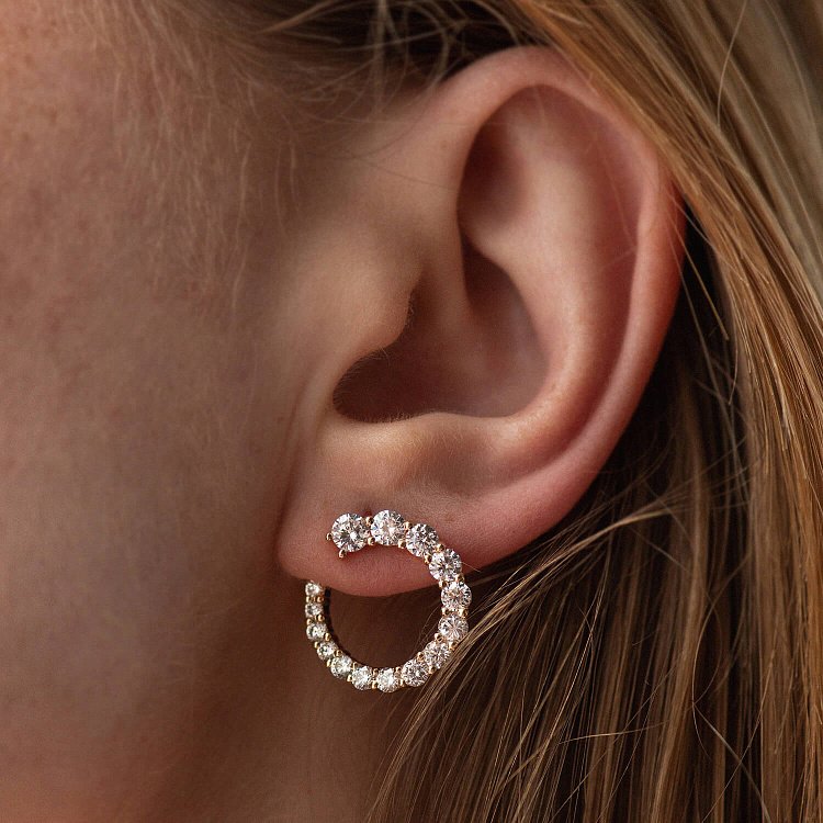 Сережки - пусети "Саманта" з фіанітами (жовте золото) с08447 від ювелірного магазину Онікс