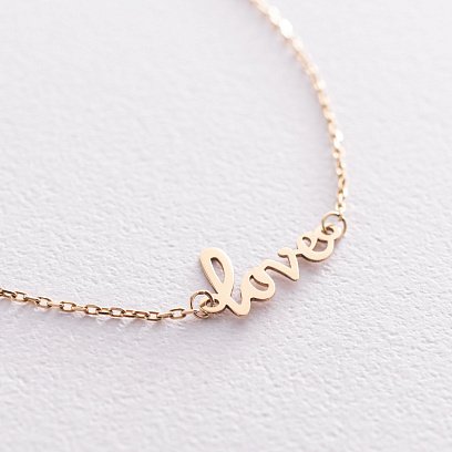 Браслет "Love" в жовтому золоті на ногу б03464 №2