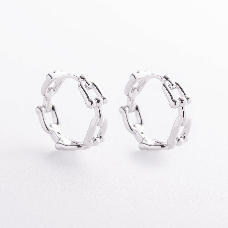 Серебряные серьги - кольца "Фантазия" 123551 от ювелирного магазина Оникс