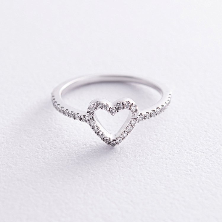 Золота каблучка "Сердечко" з діамантами кб0496ch від ювелірного магазину Онікс