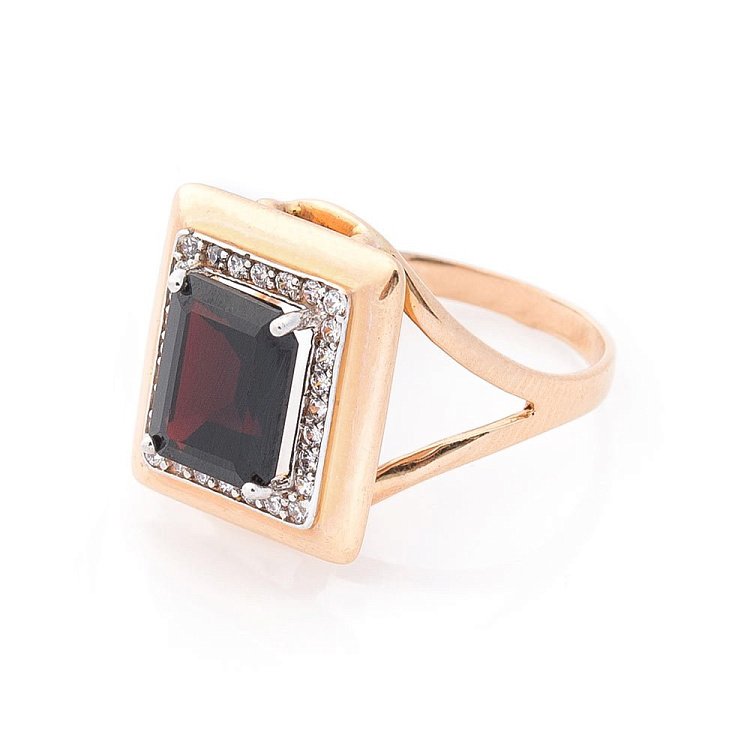 Золотые серьги (альмандин, фианиты) с03163 от ювелирного магазина Оникс - 2