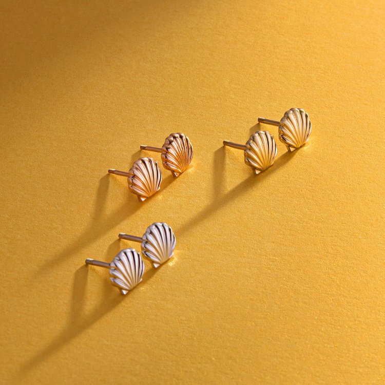 Сережки - пусети "Мушлі" в білому золоті с08471 від ювелірного магазину Онікс - 4