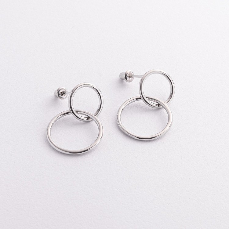 Серьги - пусеты "Кольца" в серебре 122629 от ювелирного магазина Оникс - 3