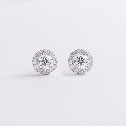 Золотые серьги - пусеты с бриллиантами 344701121 №2