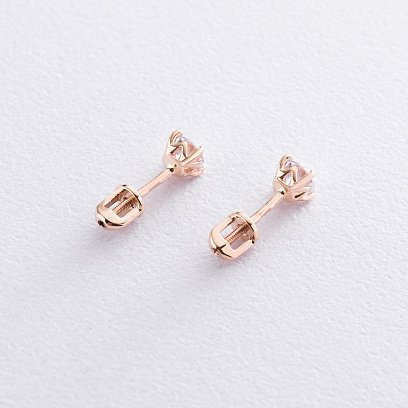 Золотые серьги-пусеты с фианитами с06258 №3