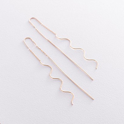 Серьги - протяжки "Милли" в желтом золоте с07382 №3