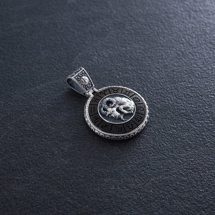 Серебряный кулон "Знак зодиака Овен" с эбеном 1041овен от ювелирного магазина Оникс - 4