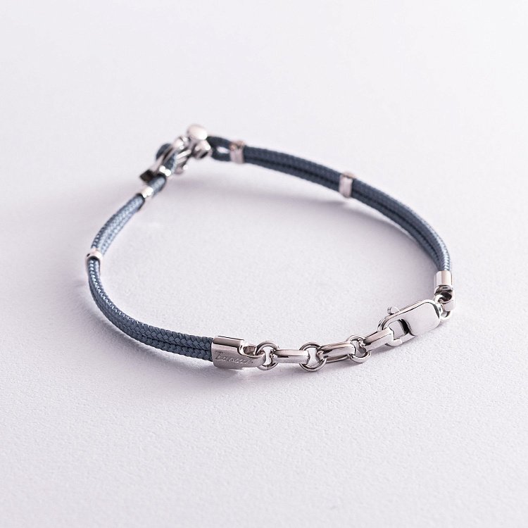 Мужской браслет с кевлара из серебром и золотой вставкой "Якорь" Zancan EXB619R-AV от ювелирного магазина Оникс - 3