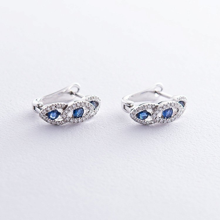 Золотий сережки з сапфірами і діамантами сб0074aj від ювелірного магазину Онікс - 3