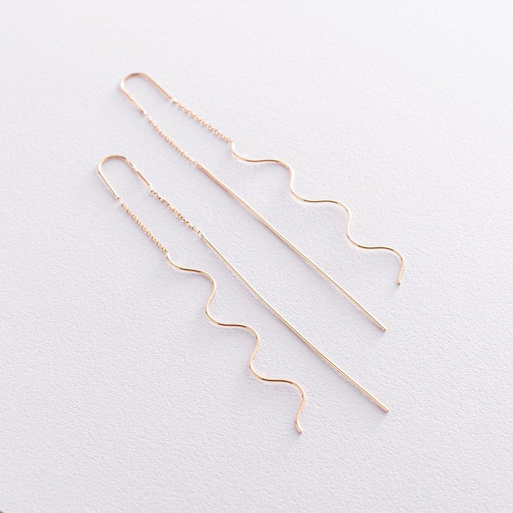 Серьги - протяжки "Милли" в желтом золоте с07382 от ювелирного магазина Оникс - 5