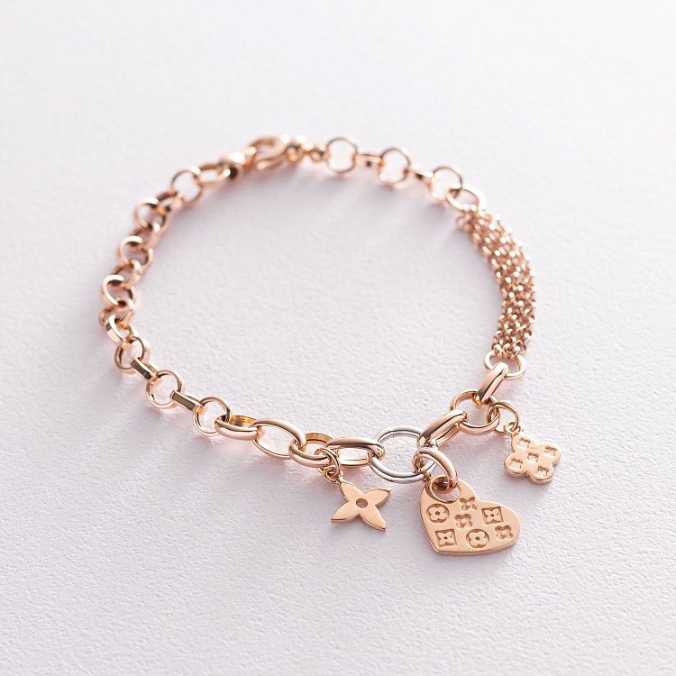 Браслет в червоному золоті "Конюшина" б04608 від ювелірного магазину Онікс