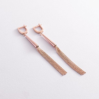 Сережки "Мрійливість" у червоному золоті с07840