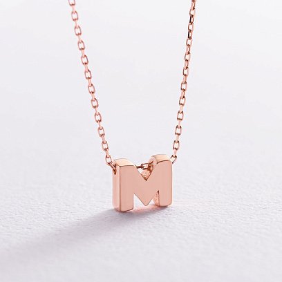 Колье с буквой "М" в красном золоте кол01256М