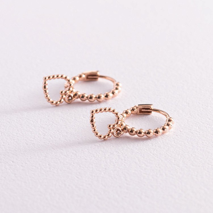 Серьги "Сердечки" в красном золоте с05938 от ювелирного магазина Оникс - 7