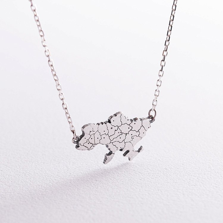 Срібне кольє "Карта України" 181268 від ювелірного магазину Онікс