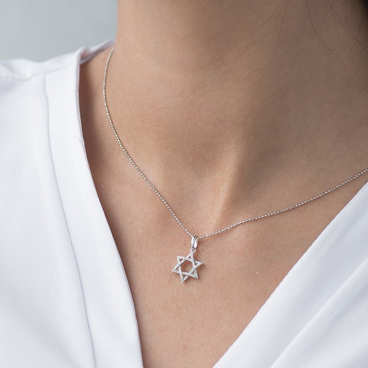 Золота підвіска Зірка Давида з діамантами пб0196gm від ювелірного магазину Онікс - 1