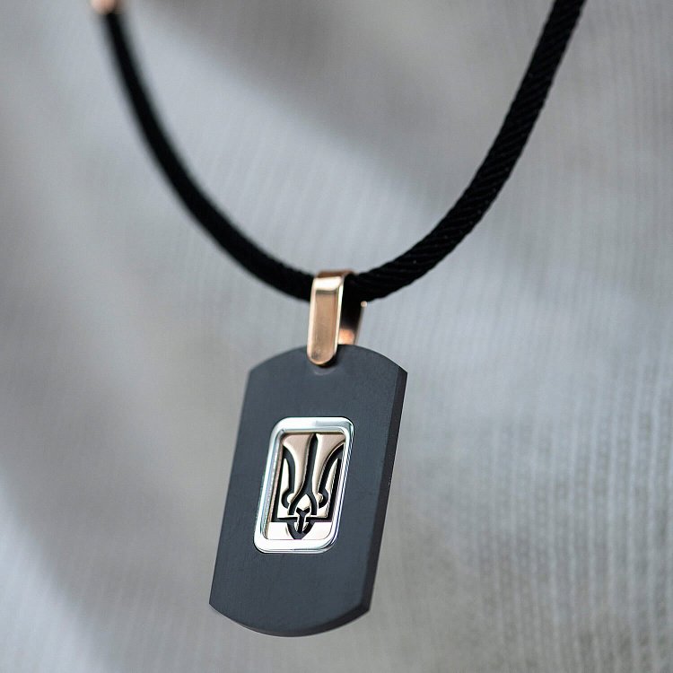 Золотой жетон "Герб Украины - Тризуб" (цирконий) 503-00003 от ювелирного магазина Оникс - 1