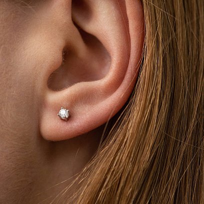 Золотые серьги - пусеты 2 в 1 с бриллиантами 331981121 №6