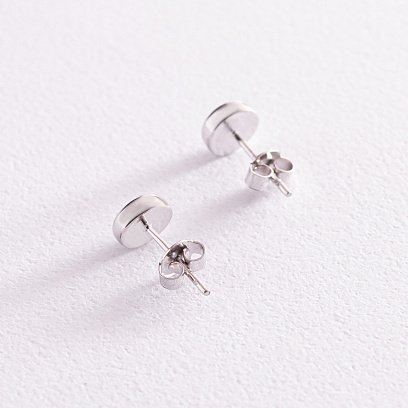 Золоті сережки-пусети "Сяйво" (синт. опал) 7 мм с05473 №5