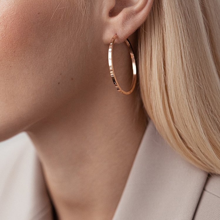 Серьги - кольца в красном золоте с07757 от ювелирного магазина Оникс - 2