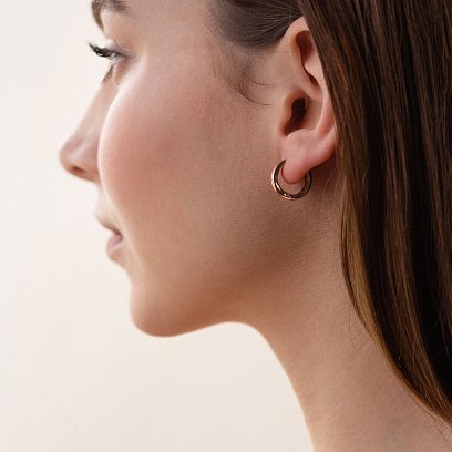 Золотые серьги-кольца без камней с05029 №8